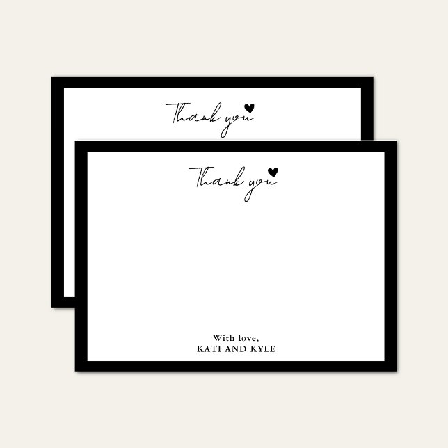 Tarjeta De Agradecimiento Simple guión de caligrafía corazón (Subido por el creador)