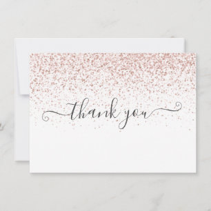 Tarjeta De Agradecimiento Simple guión moderno rosa oro brillo negocio