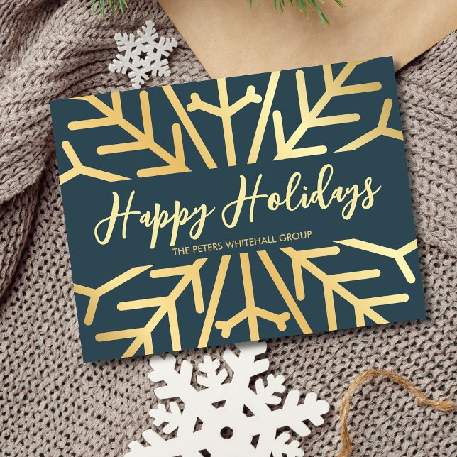 Tarjeta De Agradecimiento Simple Happy Holidays copas de nieve dorado negoci (Subido por el creador)