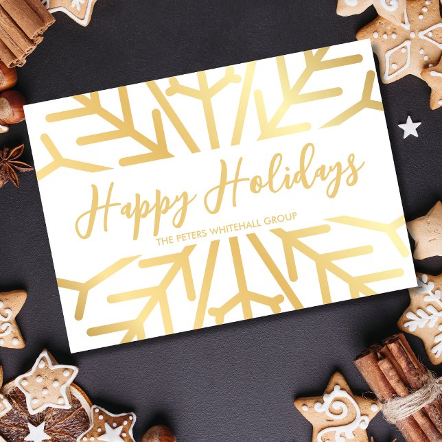 Tarjeta De Agradecimiento Simple Happy Holidays snowflake gold business (Subido por el creador)