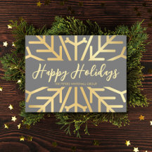 Simple Happy Holidays snowflake gold business Post