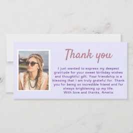 Tarjeta De Agradecimiento Simple Lavender Purple Photo Birday