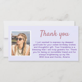 Tarjeta De Agradecimiento Simple Lavender Purple Photo Birday