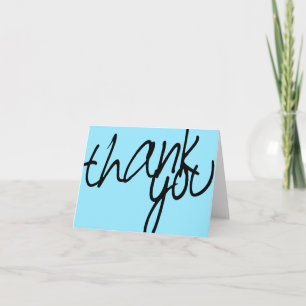 Tarjeta De Agradecimiento Simple Light Blue & Black Handwriter Gracias