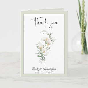 Tarjeta De Agradecimiento Simple Lirio de Calla Blanco Eucalipto Simpatía