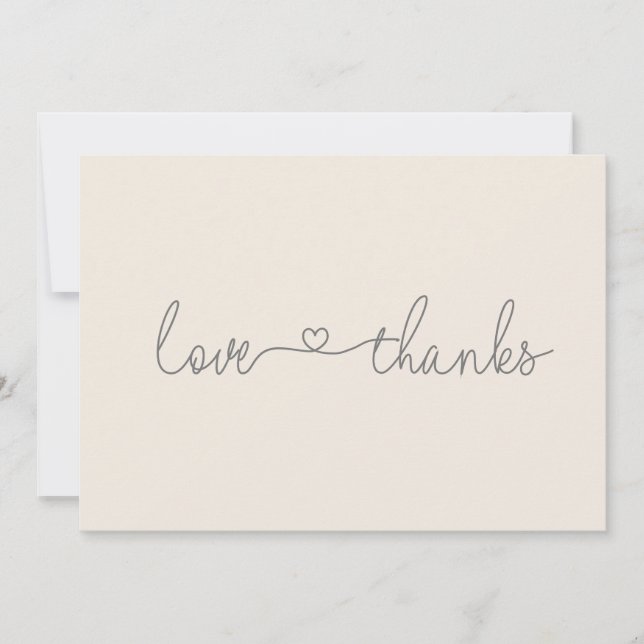 Tarjeta De Agradecimiento Simple Love and Gracias Heart script baby ducha (Anverso)