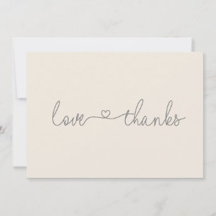 Tarjeta De Agradecimiento Simple Love and Gracias Heart script baby ducha