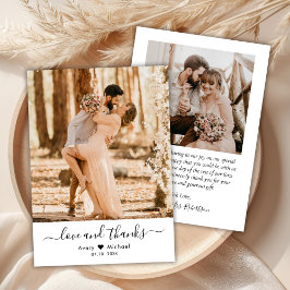 Tarjeta De Agradecimiento Simple Love and Gracias Script Heart Photo Boda