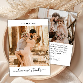Tarjeta De Agradecimiento Simple Love and Gracias Script Heart Photo Boda