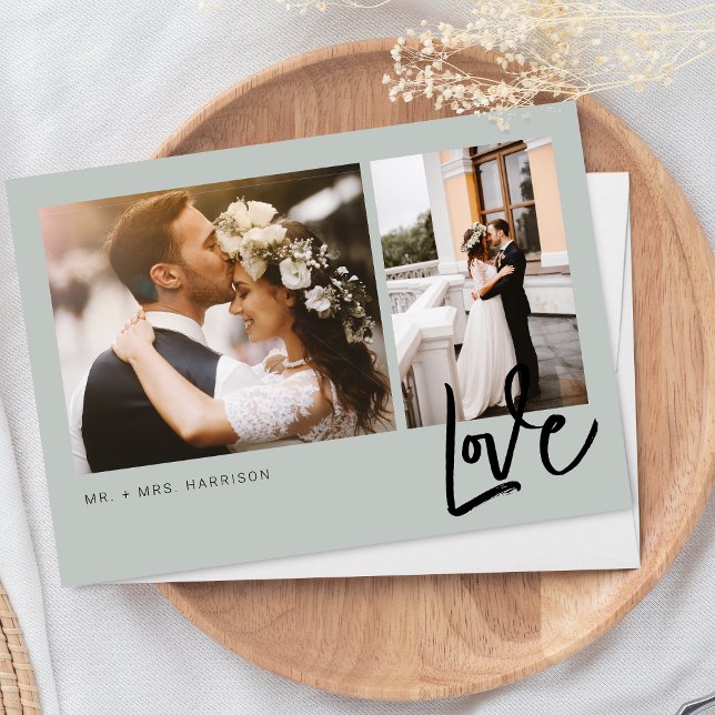 Tarjeta De Agradecimiento Simple Love Script 2 Fotos Boda (Subido por el creador)