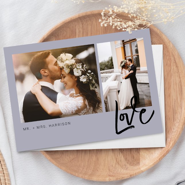 Tarjeta De Agradecimiento Simple Love Script 2 Photos Boda (Subido por el creador)