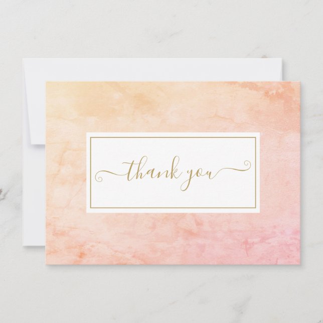Tarjeta De Agradecimiento Simple mármol dorado en acuarela Script (Anverso)