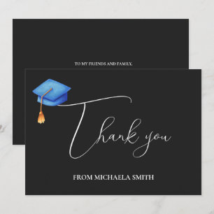 Tarjeta De Agradecimiento Simple Mensaje de Graduación en Letra Moderna Negr