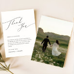 Tarjeta De Agradecimiento Simple mesa de recepción de matrimonio de fotos bl<br><div class="desc">Gracia cada mesa de la recepción de bodas con una nota que dice mucho. Esta simple tarjeta de agradecimiento de la recepción de la recepción de la boda blanca de fotos en negro ofrece un mensaje sincero a sus huéspedes. Su diseño moderno y sencillo complementa cualquier entorno boda, proporcionando una...</div>