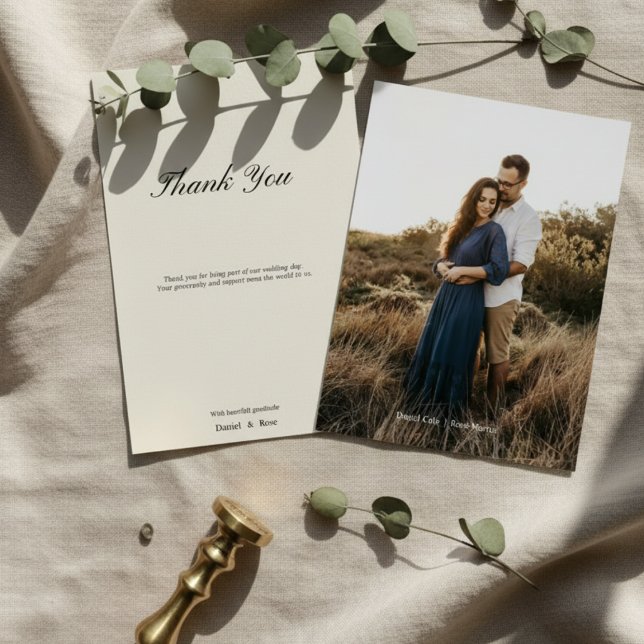 Tarjeta De Agradecimiento Simple Minimal Script Wedding (Subido por el creador)
