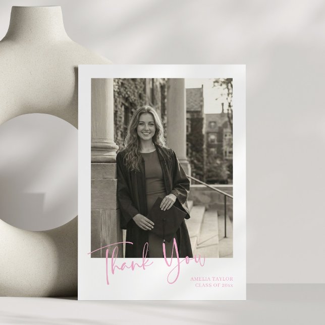 Tarjeta De Agradecimiento Simple Minimalist Graduation Photo Custom Message (Subido por el creador)
