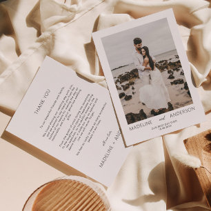 Tarjeta De Agradecimiento Simple Minimalista Nuestro mejor día de Boda fotog