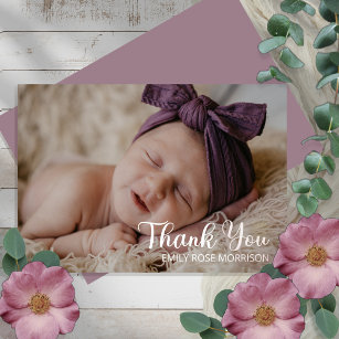 Tarjeta De Agradecimiento Simple Minimalista Una foto Baby Shower Gracias