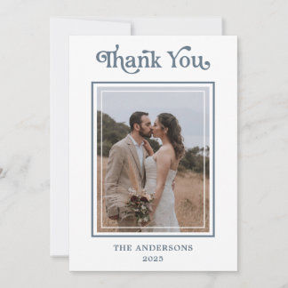Tarjeta De Agradecimiento Simple Modern Framed Photo Wedding 