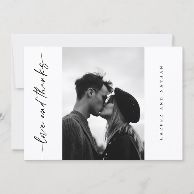 Tarjeta De Agradecimiento Simple Modern Handwritten Script Photo Wedding (Anverso)