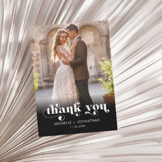 Tarjeta De Agradecimiento Simple Modern Minimalist Photo Wedding 