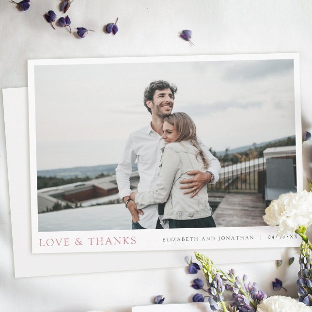 Tarjeta De Agradecimiento Simple Modern Photo Rose Gold Wedding (Subido por el creador)