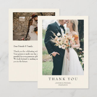 Tarjeta De Agradecimiento Simple Modern Photo Wedding