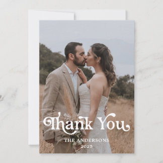 Tarjeta De Agradecimiento Simple Modern Photo Wedding 