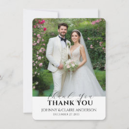 Tarjeta De Agradecimiento Simple Modern Photo Wedding Thank You Card Message