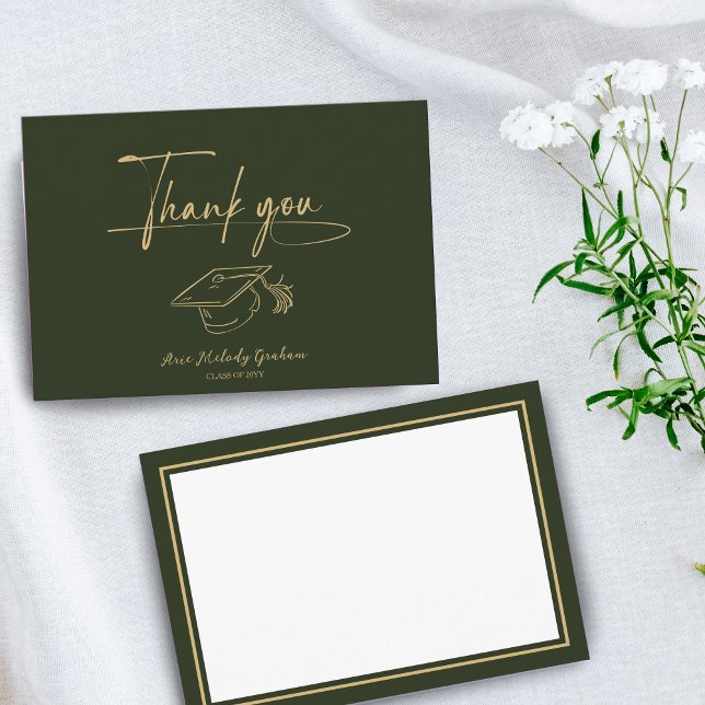 Tarjeta De Agradecimiento Simple Modern Script Graduation Thank You Card (Subido por el creador)