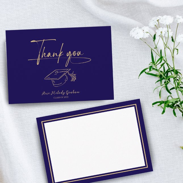 Tarjeta De Agradecimiento Simple Modern Script Graduation Thank You Card (Subido por el creador)