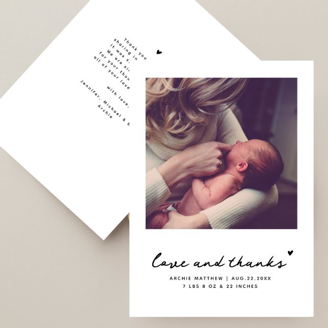 Tarjeta De Agradecimiento Simple Modern Square Photo Baby Shower Thank You (Subido por el creador)