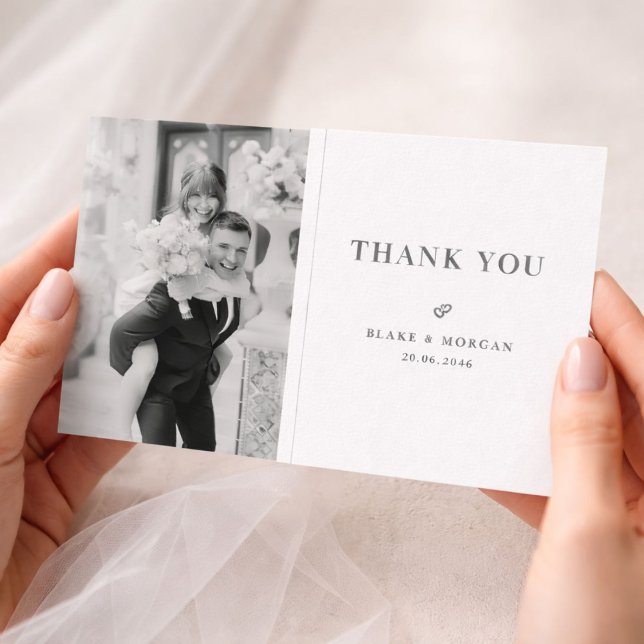Tarjeta De Agradecimiento Simple Modern Typography Black and White Wedding (Subido por el creador)