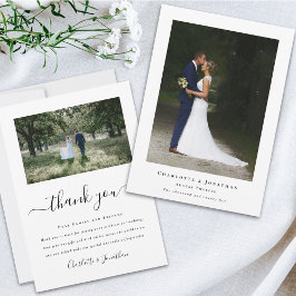Tarjeta De Agradecimiento Simple Modern Wedding Photo
