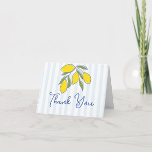Tarjeta De Agradecimiento Simple Moderno Dibujado a Mano Limones Rayas Azule
