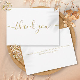 Tarjeta De Agradecimiento Simple Moderno Elegante Chic Script Oro