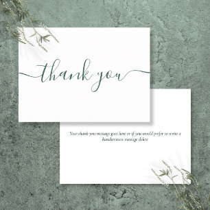 Tarjeta De Agradecimiento Simple Moderno Verde Esmeralda Script Burgundy