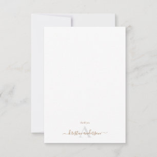 Tarjeta De Agradecimiento Simple Monograma de Oro y Gris en letra Script en