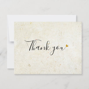 Tarjeta De Agradecimiento Simple Negocio Rústico Boho Corazón Dorado Script