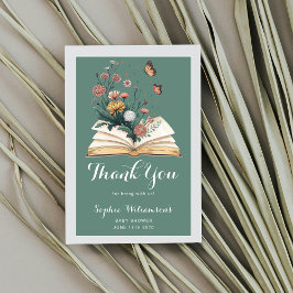 Tarjeta De Agradecimiento Simple New Chapter Storybook Flowers Baby Shower 