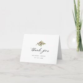 Tarjeta De Agradecimiento Simple Olive Branch Calligraphy Boda Gracias