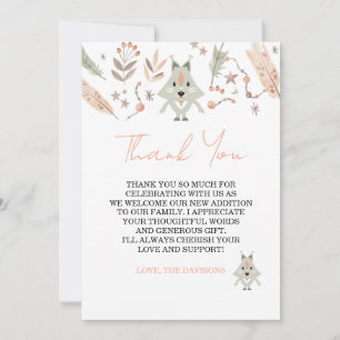 Tarjeta de agradecimiento simple para baby shower