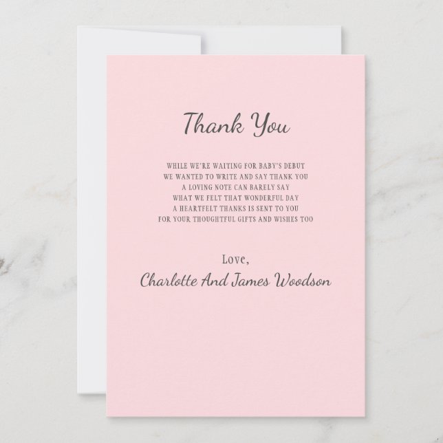 Tarjeta de agradecimiento simple para baby shower (Anverso)