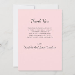 Tarjeta de agradecimiento simple para baby shower