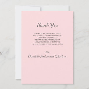 Tarjeta de agradecimiento simple para baby shower