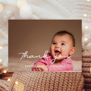 Tarjeta de agradecimiento simple para baby shower