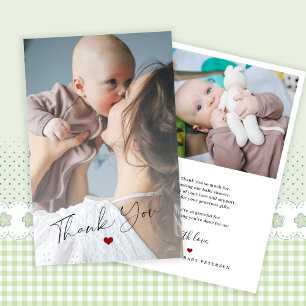 Tarjeta de agradecimiento simple para bebé con 2 f