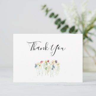 Tarjeta de agradecimiento simple para boda de flor