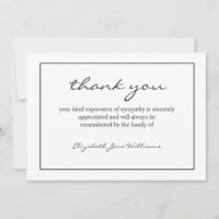 Tarjeta de agradecimiento simple para funeral con 