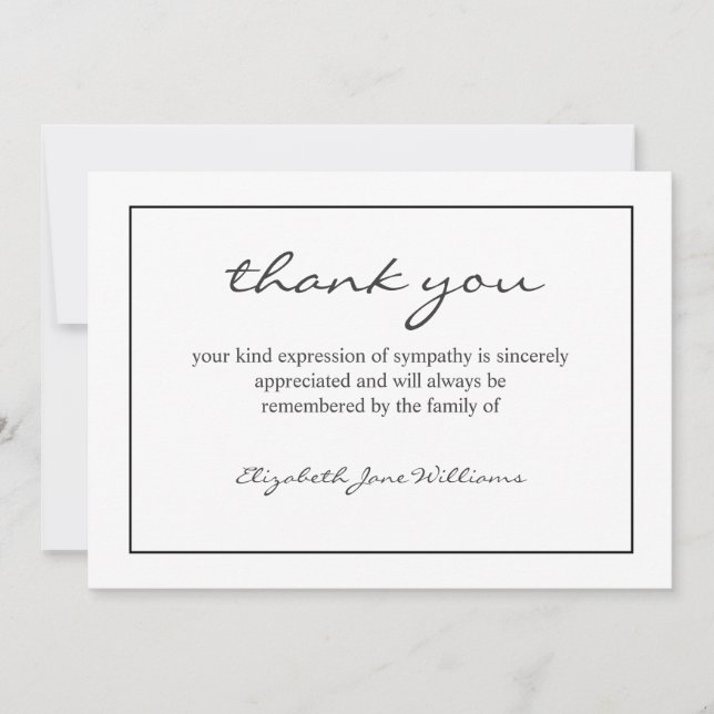 Tarjeta de agradecimiento simple para funeral con  (Anverso)